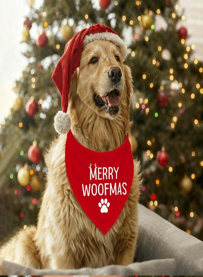 ZPPRJF Merry Woofmas Dog Bandana, Cute Christmas Dog Bandana, Red Adjustable Comfortable Triangle Pet Scarf with Paw Prints Pattern, Christmas Pet Gift for Small Medium Dogs - Image 3